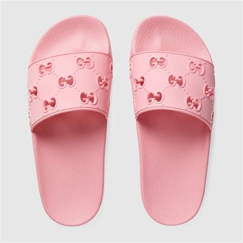 pink gucci slides rubber